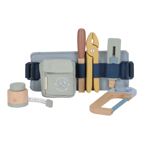 Little Dutch pas z drewnianymi narzędziami Blue Essentials – zestaw z miarką i piłą