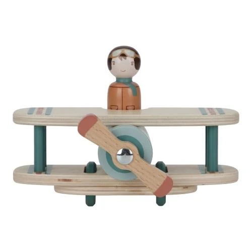 Little Dutch drewniany samolot z pilotem Essentials – widok z przodu