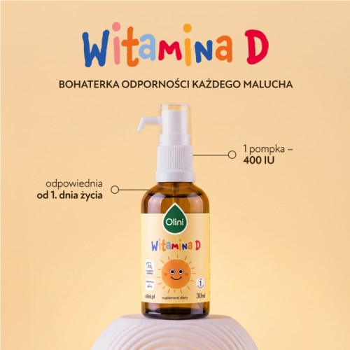 Witamina D3 Olini dla dzieci: 400 IU w jednej pompce