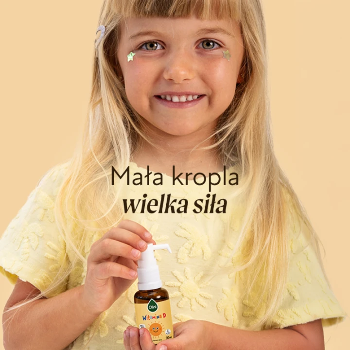Witamina D3 Olini dla dzieci w butelce 30 ml z pompką dozującą