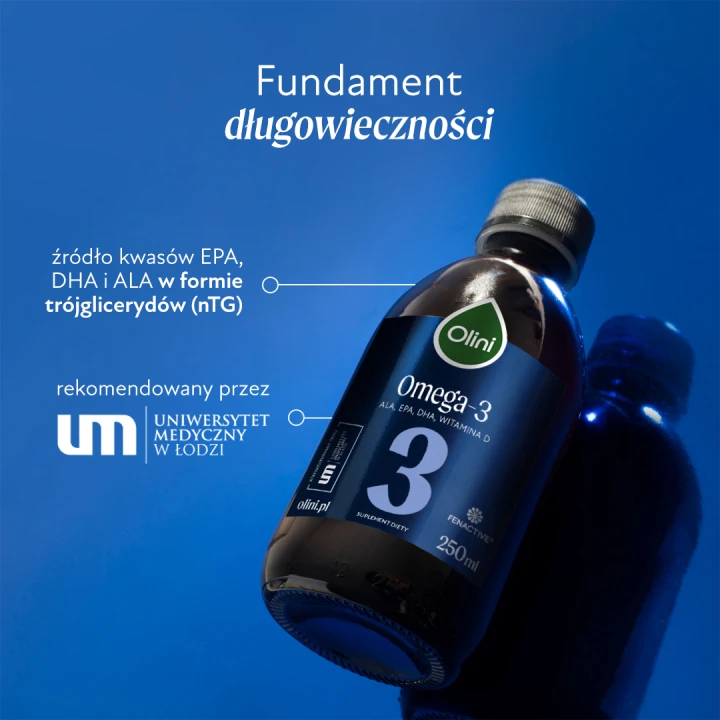 Olini Omega-3 250 ml: EPA, DHA i ALA w formie trójglicerydów