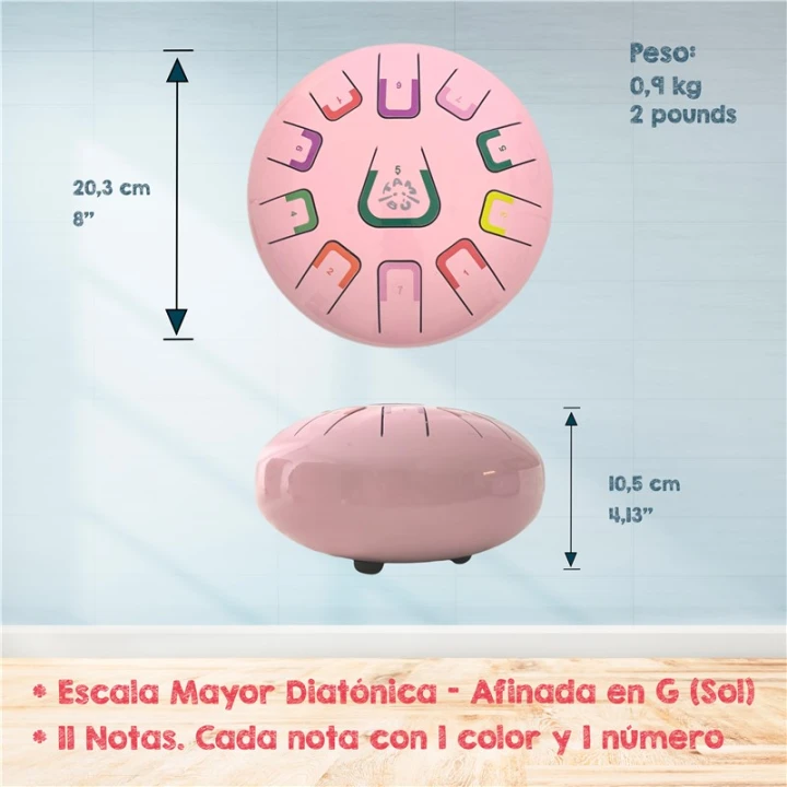 Juegaconmigo Tambu Coral Reef – wymiary i budowa bębenka językowego 8 cali