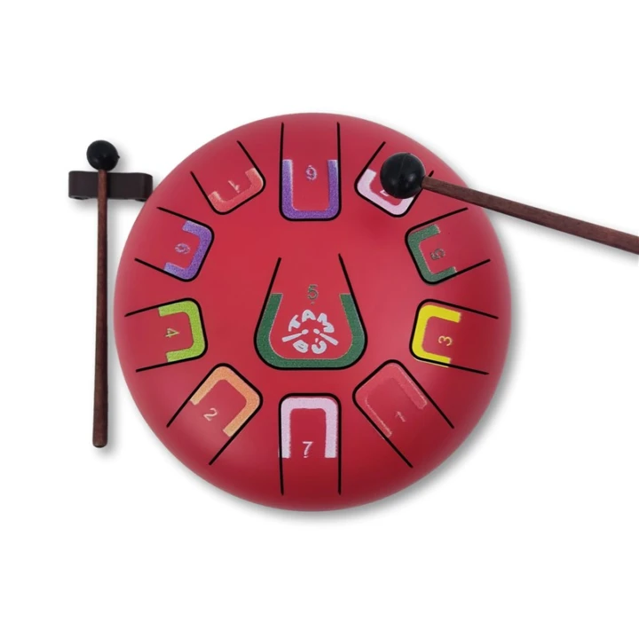 Juegaconmigo Tambu Scarlet Sunset – czerwony tongue drum z pałeczkami