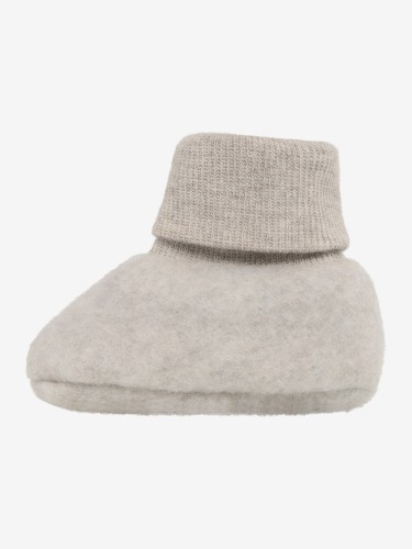 HUTTEliHUT Footies Wool Fleece Camel Melange - bucik merino z prążkowanym mankietem, widok z boku