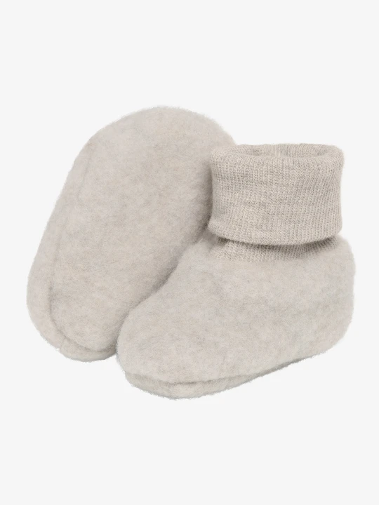 HUTTEliHUT Footies Wool Fleece Camel Melange - para miękkich niechodków, widok od spodu i z boku