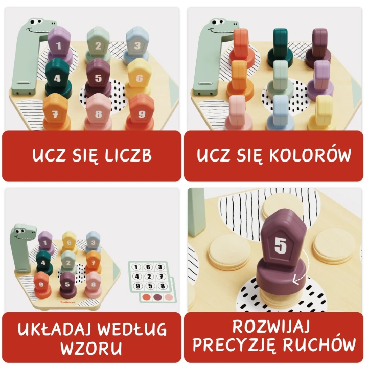 Topbright Happy Dino Twist – gra do nauki liczenia i rozpoznawania kolorów, kolorowe elementy z cyframi