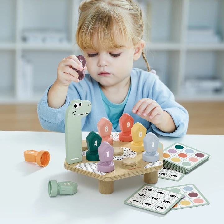 Topbright Happy Dino Twist – nauka kolorów i liczb podczas zabawy z drewnianym dinozaurem