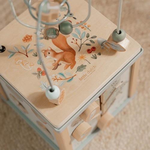 Little Dutch Activity Cube Blue Forest Friends – labirynt koralików z góry