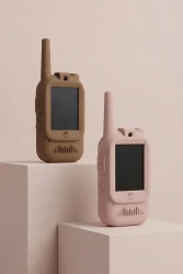 KidTooki Pink & Brown – krótkofalówki wideo z kamerą, zestaw 2 szt.