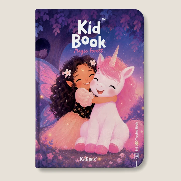 Kidinex KidBook Magic Forest – okładka z dziewczynką i jednorożcem