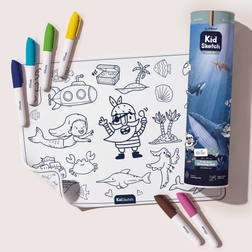 Kidinex Kid Sketch Under Sea – silikonowa mata do kolorowania z markerami, zestaw