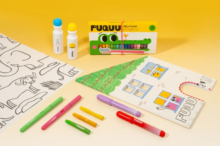 PUQUU Silky Pastel Crayons - kredki z kolorowanką i szkicownikiem