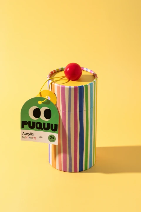 PUQUU Acrylic Markers 24 kolory, opakowanie na żółtym tle