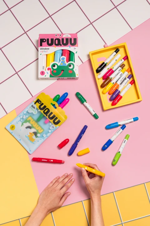 PUQUU Bath Crayons, kredki do kąpieli obok markerów do okien