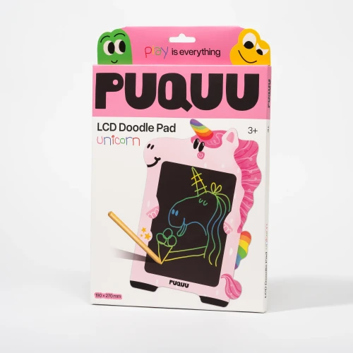 PUQUU LCD Doodle Pad Unicorn – tablet do rysowania Jednorożec w opakowaniu