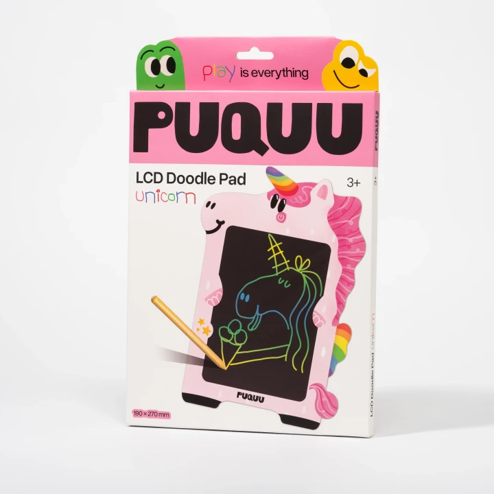PUQUU LCD Doodle Pad Unicorn – tablet do rysowania Jednorożec w opakowaniu