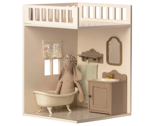 Maileg House of Miniature Bathroom aranżacja łazienki z królikiem