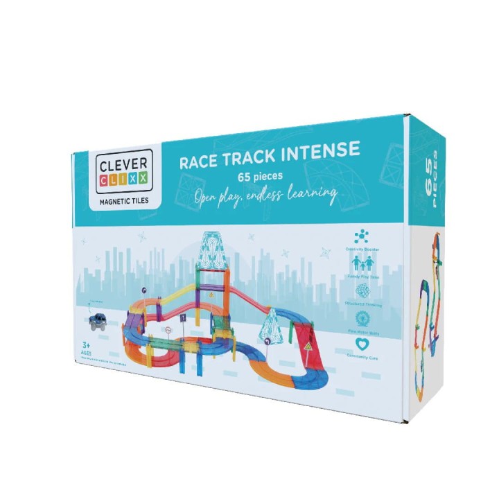 Cleverclixx klocki magnetyczne Race Track Intense 65 elementow opakowanie
