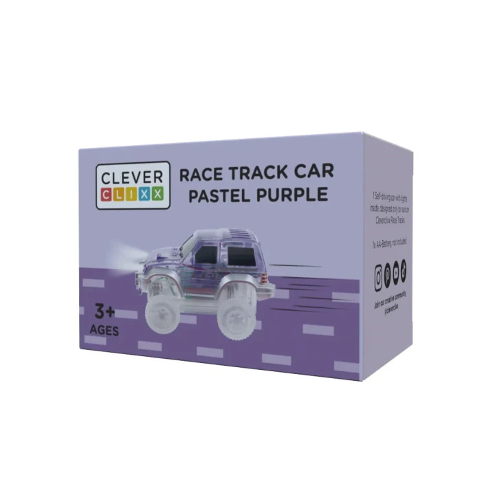 Cleverclixx Race Track Car Pastel Purple – opakowanie samochodu z przodu