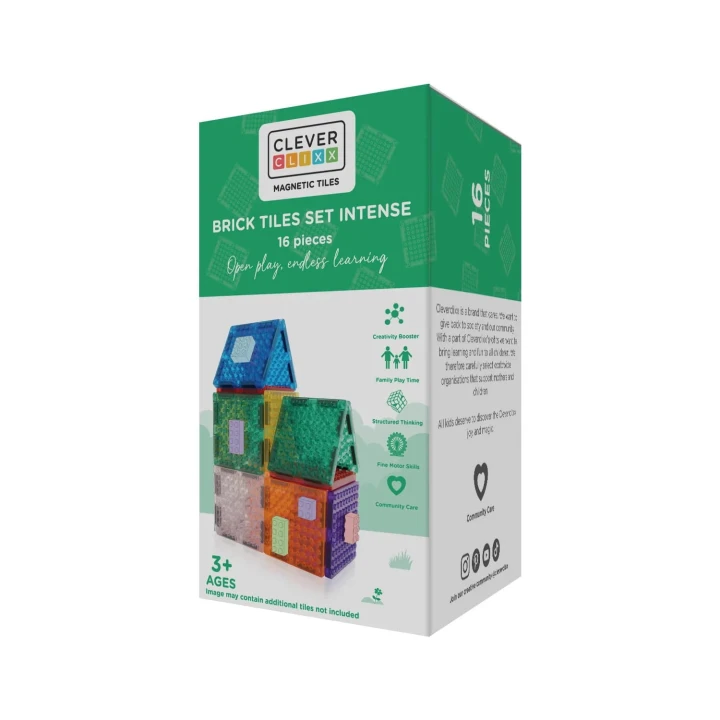 Cleverclixx Brick Tiles Pack Intense 16 elementów, pudełko zestawu