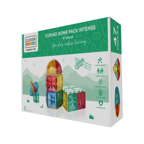 Cleverclixx Curved Dome Pack Intense 47 elementów – pudełko klocków magnetycznych