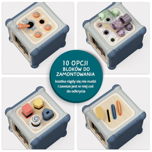 Kostka edukacyjna Motoric Master 10w1 z sorterem i zabawami motorycznymi