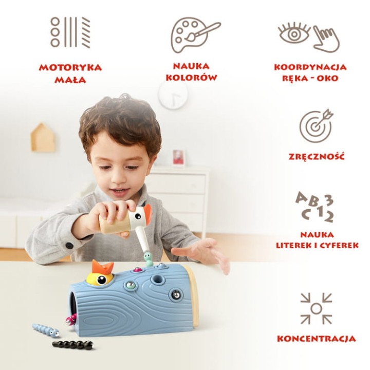 Topbright Feed The Woodpecker zabawka do ćwiczenia małej motoryki