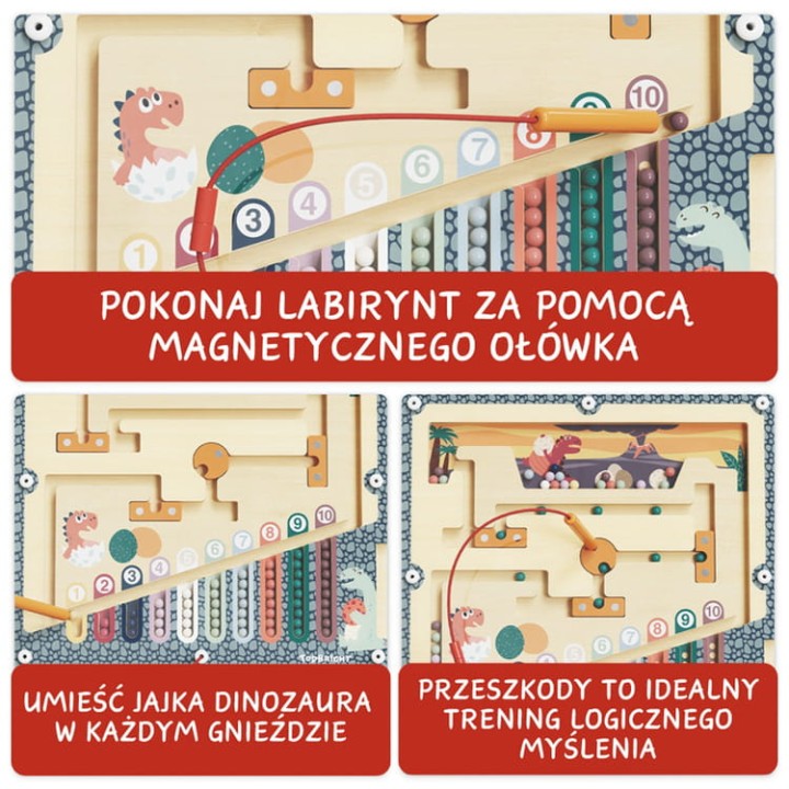 Labirynt magnetyczny Topbright Dinosaur Egg Maze nauka kolorów i liczenia