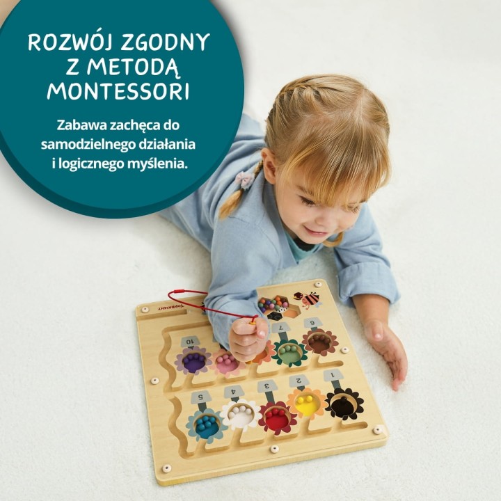 Labirynt magnetyczny Busy Bee Maze do nauki kolorów i liczb