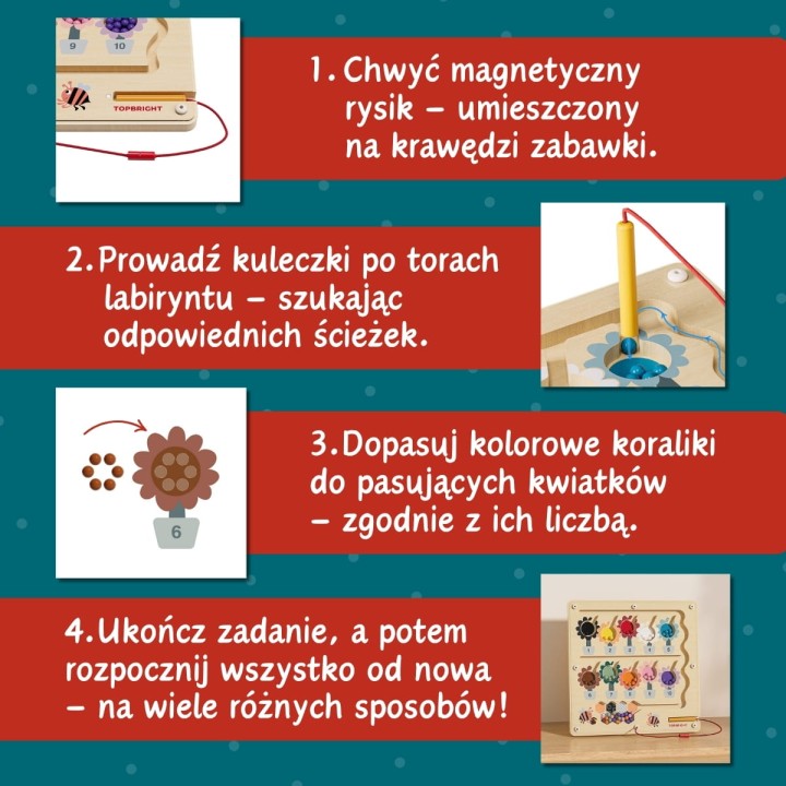 Topbright Busy Bee Maze zabawka edukacyjna z magnetycznym rysikiem