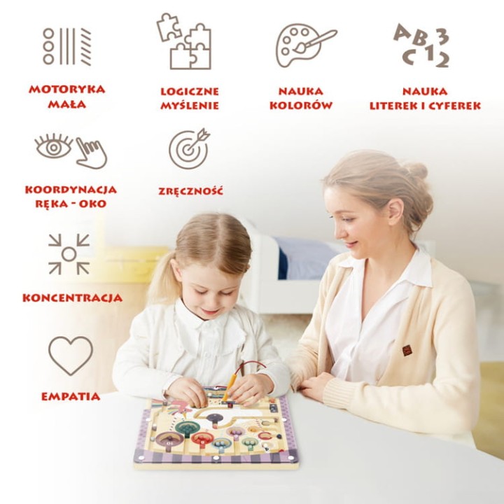 Dziecko bawi się labiryntem magnetycznym Top Bright z rysikiem