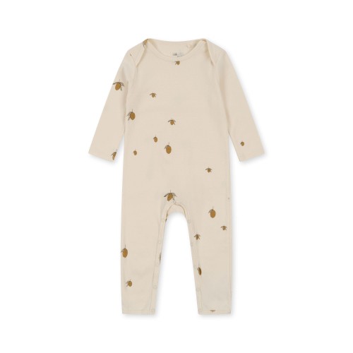 Rampers niemowlęcy Konges Sløjd Onesie GOTS Lemon z bawełny organicznej, wygodny rampers dla niemowląt