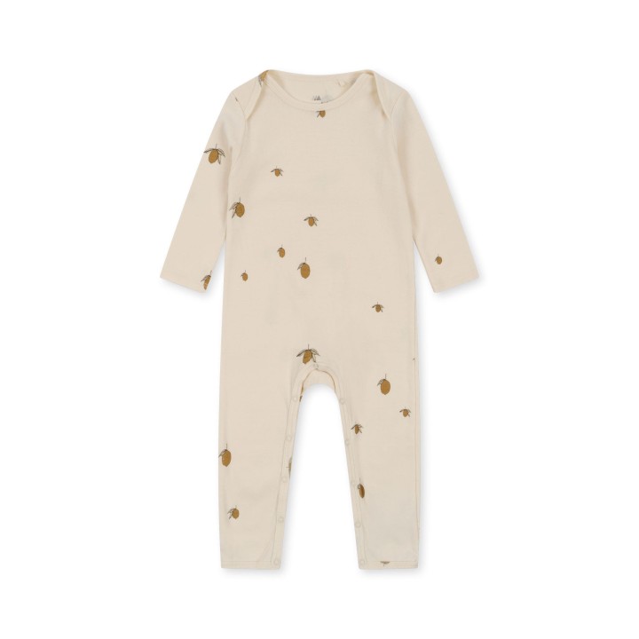 Rampers niemowlęcy Konges Sløjd Onesie GOTS Lemon z bawełny organicznej, wygodny rampers dla niemowląt