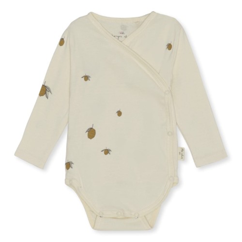 Body niemowlęce Konges Sløjd Newborn Body Lemon z bawełny organicznej GOTS, body dla noworodka z delikatnym nadrukiem