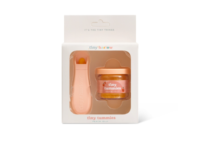 Tiny Harlow Tiny Tummies opakowanie słoiczek i łyżeczka Brzoskwinia