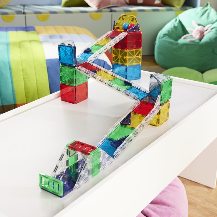 MAGNA-TILES Rail Racers XL tor wyscigowy z zakretami i kolorowymi elementami