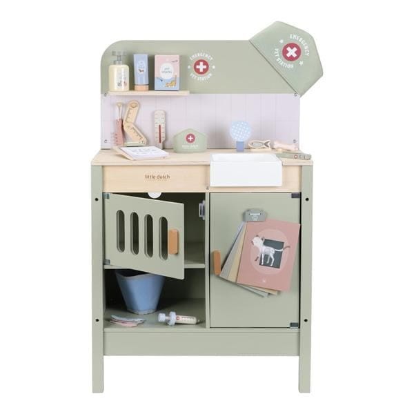 Little Dutch gabinet weterynarza FSC drewniana klinika dla zwierzat z akcesoriami