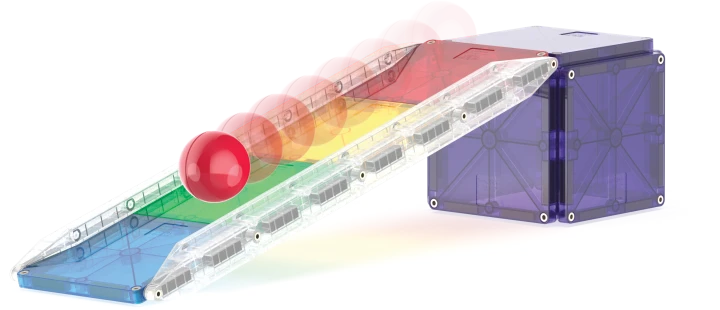 MAGNA-TILES Rail Racers Deluxe – działanie pochyłej szyny