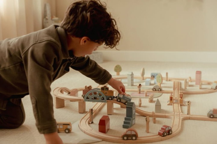 Little Dutch drewniana kolejka XXL 114 elementow FSC kolejka w zabawie dziecka