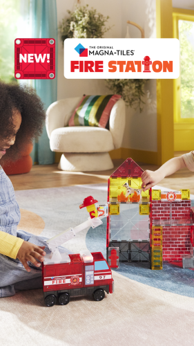 Klocki magnetyczne Fire Station 50 el. – opakowanie zestawu dla dzieci.