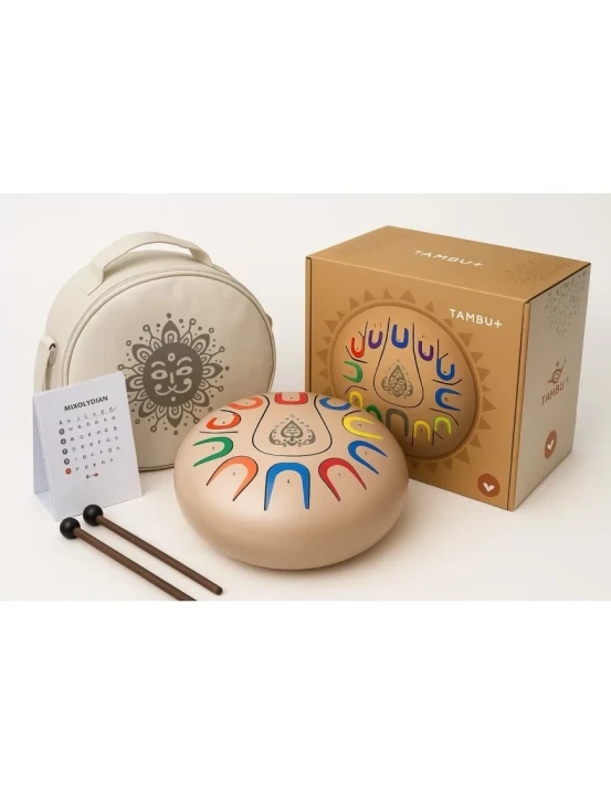 Bębenek językowy Tambu Soul Serenity – instrument muzyczny zapakowany na prezent.