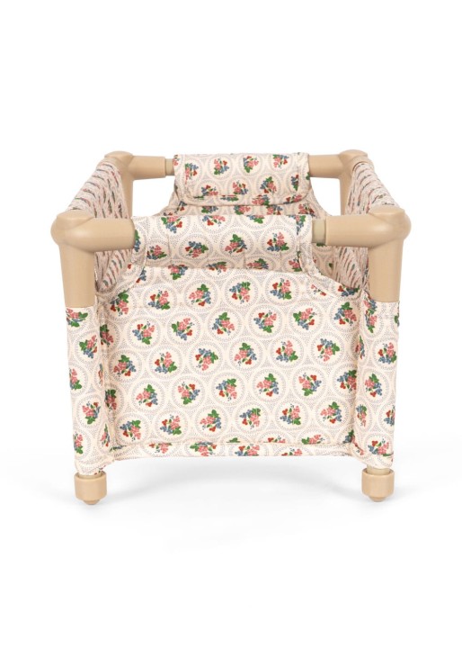 Wnętrze łóżeczka turystycznego dla lalek Konges Sløjd Verona Blues