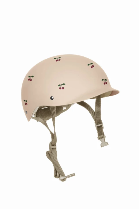 Konges Sløjd Bicycle Helmet Cherry profil z daszkiem na białym tle