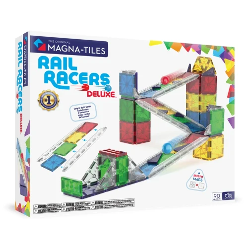 MAGNA-TILES klocki magnetyczne Rail Racers XL tory i wyscigi 90 elementow opakowanie