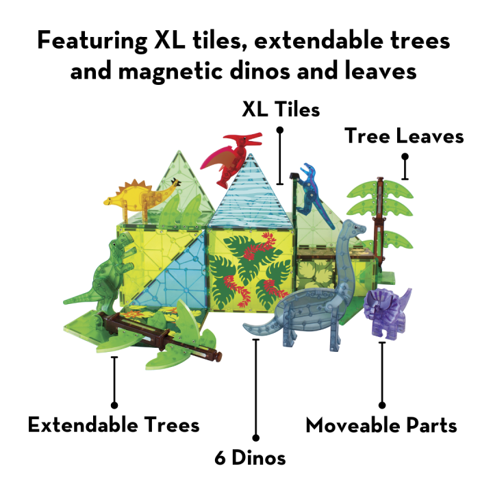MAGNA-TILES Dino World XL – klocki magnetyczne dla dzieci