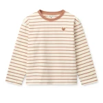 Tyler Stripe Heart Print koszulka dziecięca z długim rękawem