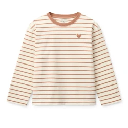 Tyler Stripe Heart Print koszulka dziecięca z długim rękawem