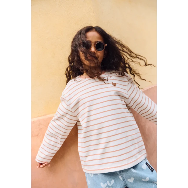 Liewood Tyler Heart Tuscany Rose pasiasty longsleeve z serduszkiem w dziecięcej stylizacji