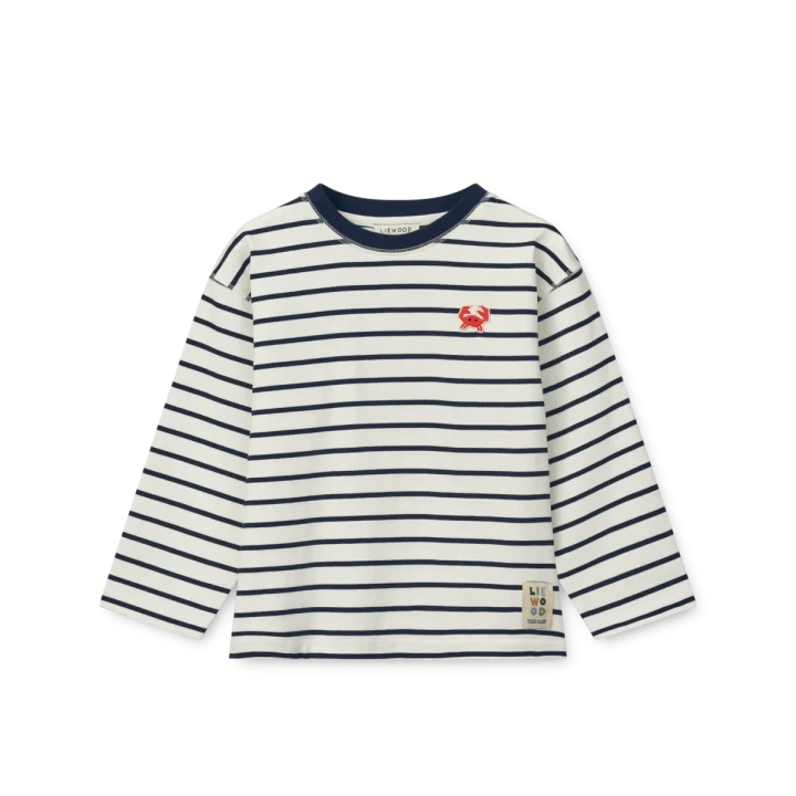 Liewood Tyler Stripe Classic Navy / Creme de la Creme koszulka z długim rękawem w paski