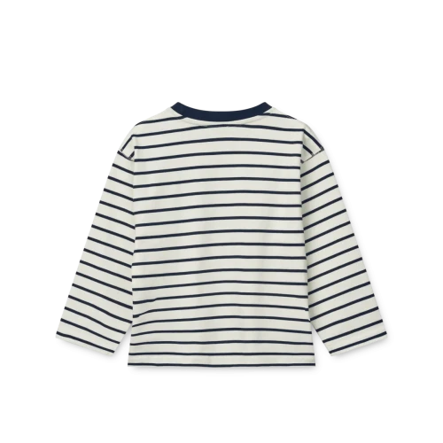 Liewood Tyler Stripe Classic Navy / Creme de la Creme longsleeve w bretońskie paski – widok z tyłu
